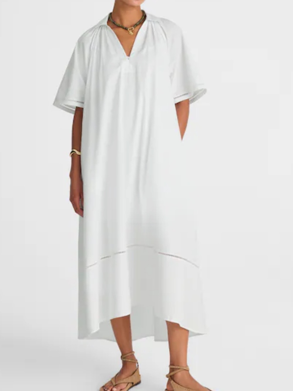 Madewell White Relaxed V-Neck Dress